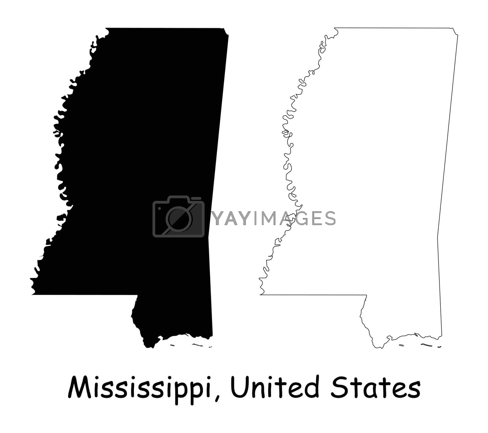 Royalty free image of Mississippi MS State Border USA Map by xileodesigns