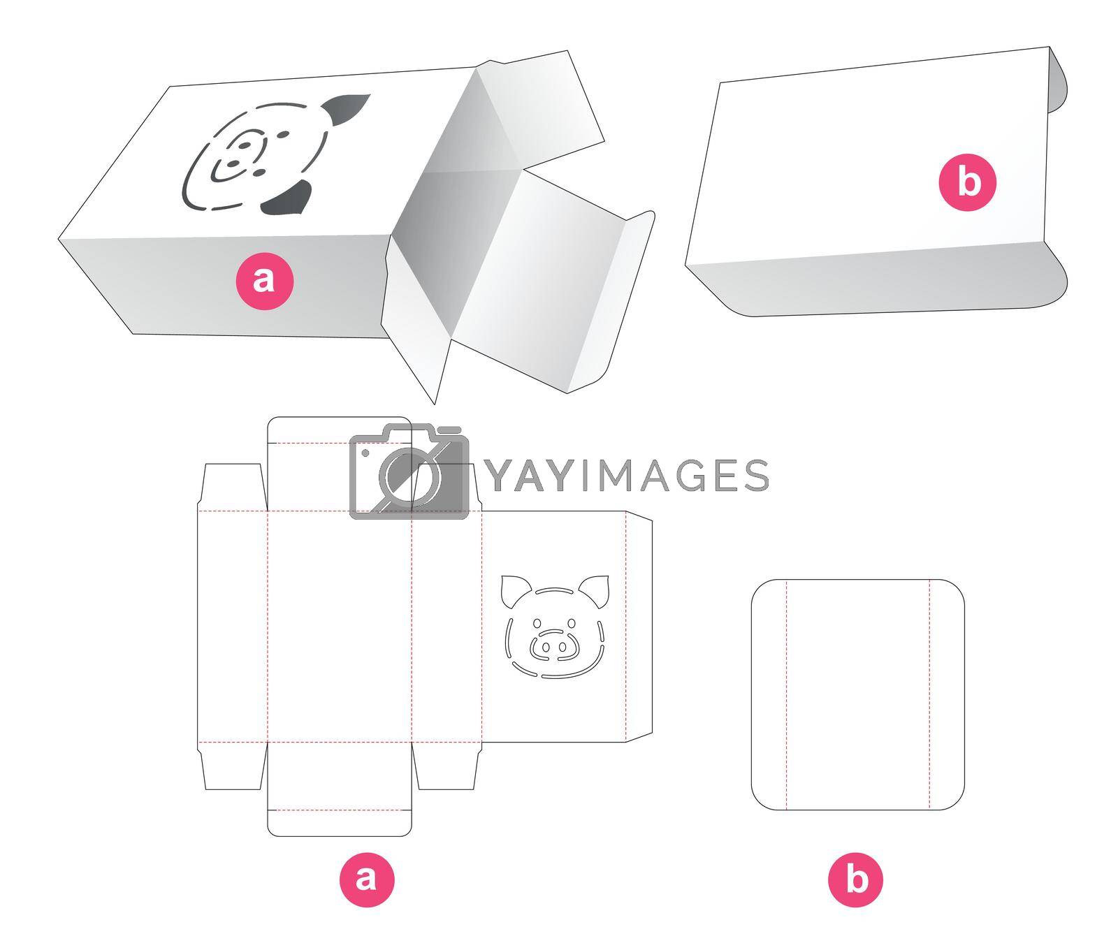 Royalty free image of Packaging box with pig cartoon stencil and insert partition die cut template by valueinvestor
