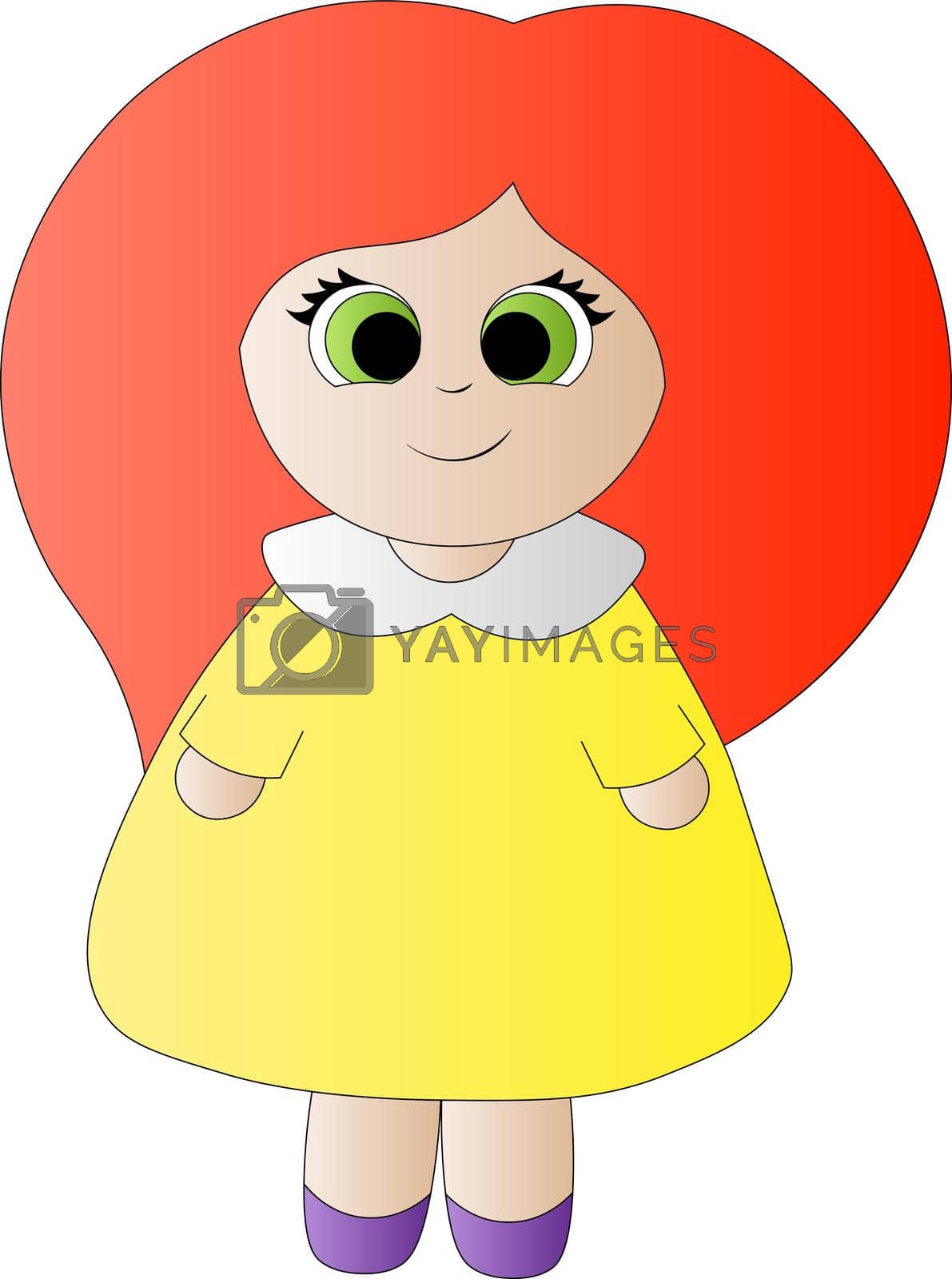 Royalty free image of Cute cartoon Girl . Draw illustration in color by AnastasiaPen
