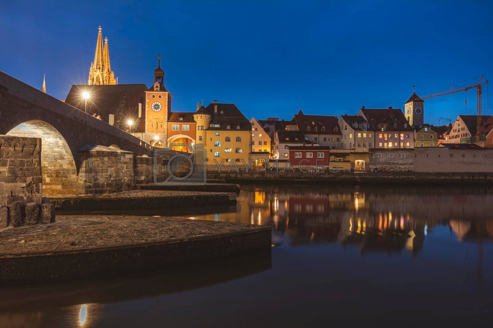 Royalty free image of Panorama of Regensburg at evening by benkrut
