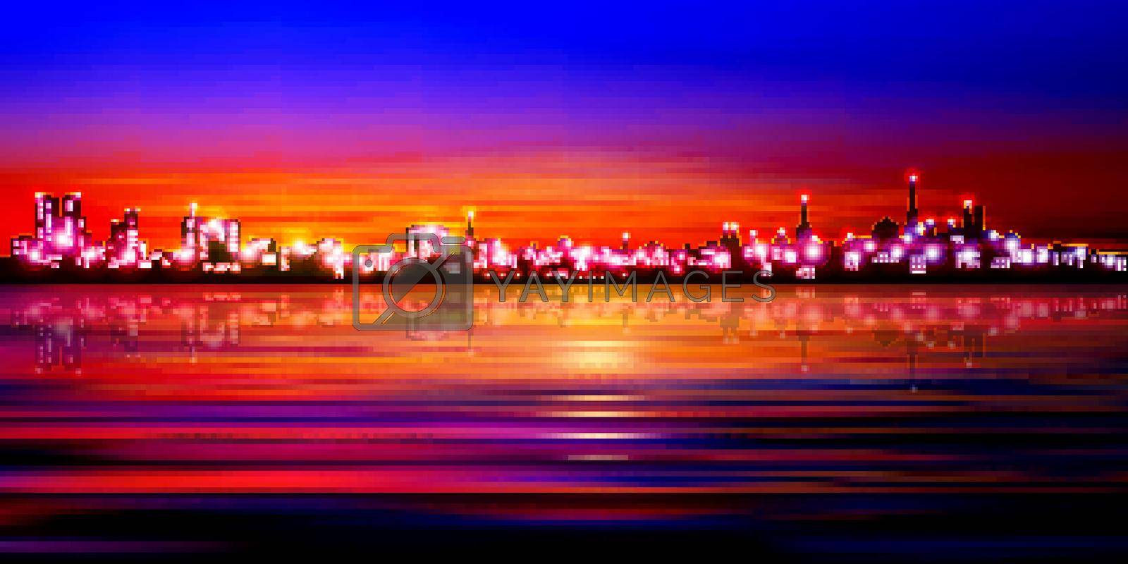 Royalty free image of abstract background with silhouette of city by lem