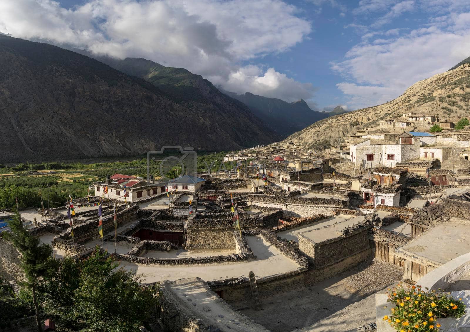 Royalty free image of Marpha village and apple gardens in Nepal by Arsgera