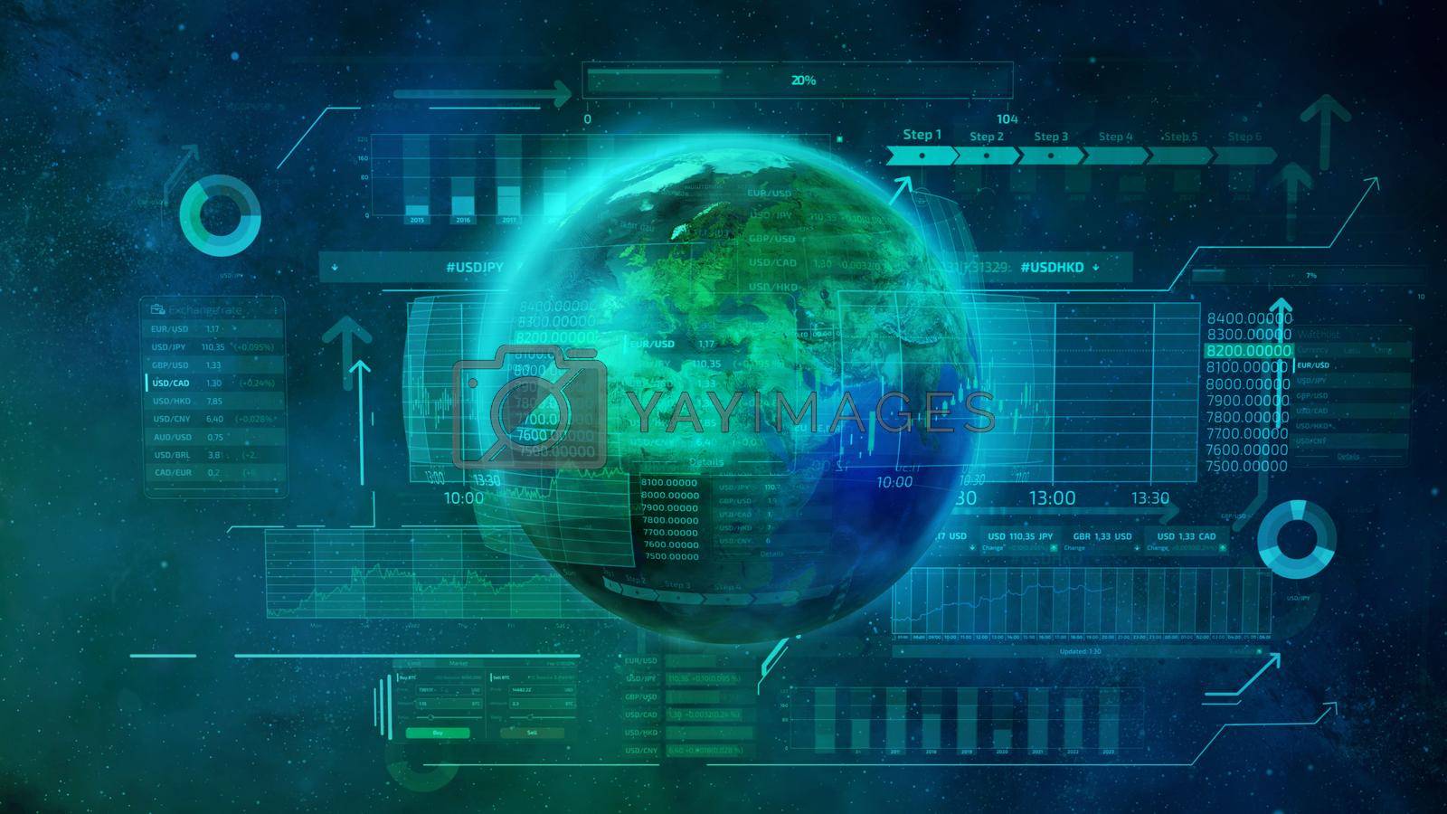 Royalty free image of Green planet, World digital economic and trade space. by ConceptCafe
