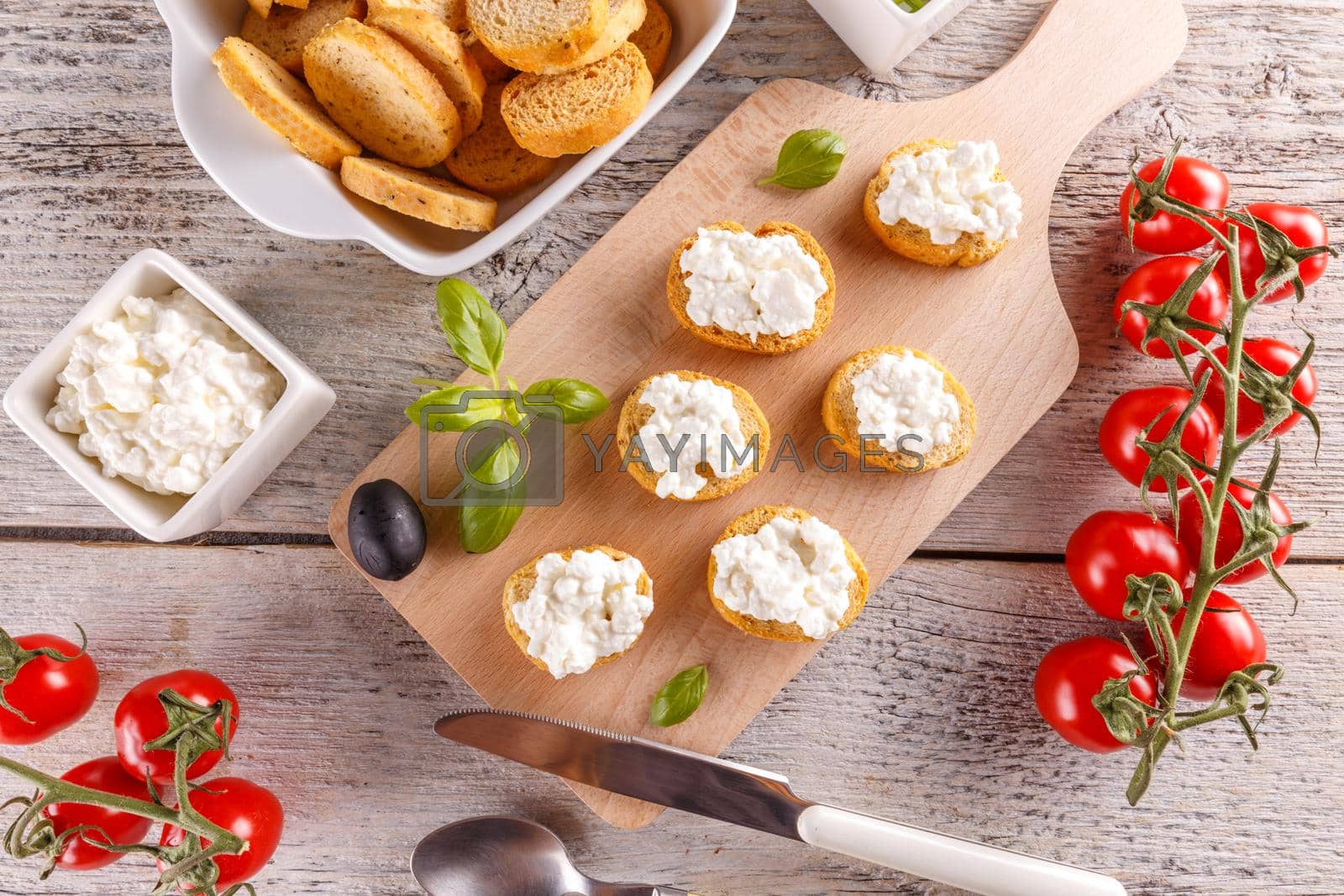 Royalty free image of Bruschetta with cottage cheese by grafvision
