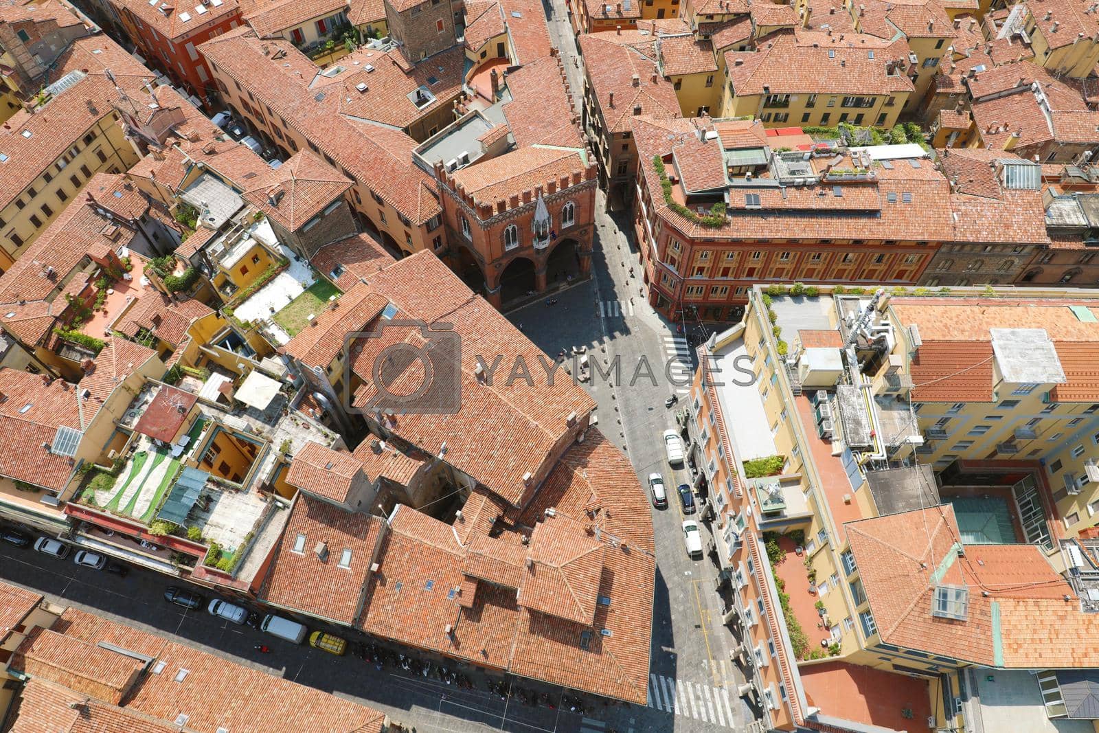 Royalty free image of Amazing Bologna Aerial Cityscape. Beautiful view of the italian medieval city of Bologna with Piazza della Mercanzia square, Italy. by sergio_monti