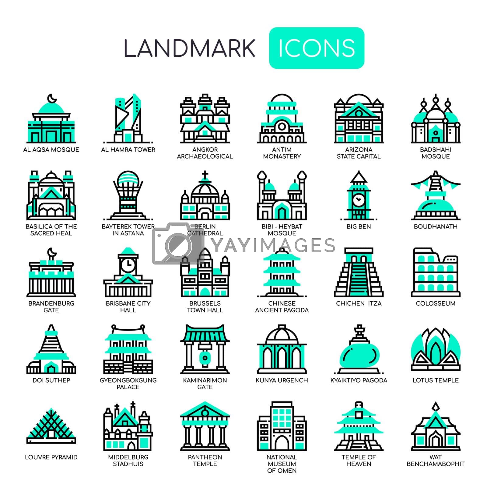 Royalty free image of Landmark , Thin Line and Pixel Perfect Icons by vectorart