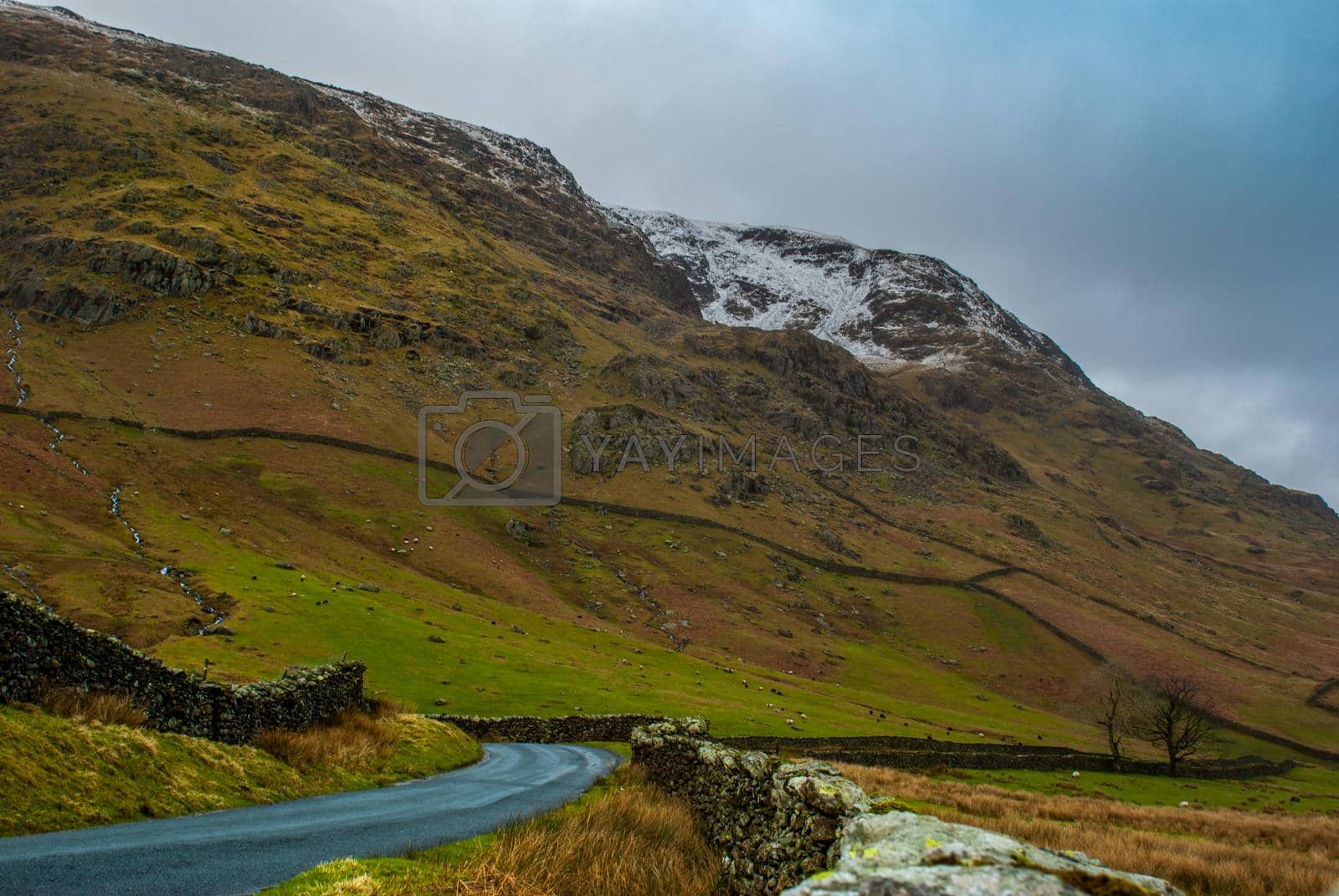 Royalty free image of Beautiful mountain driving directions in the Lake District area by tosirikul