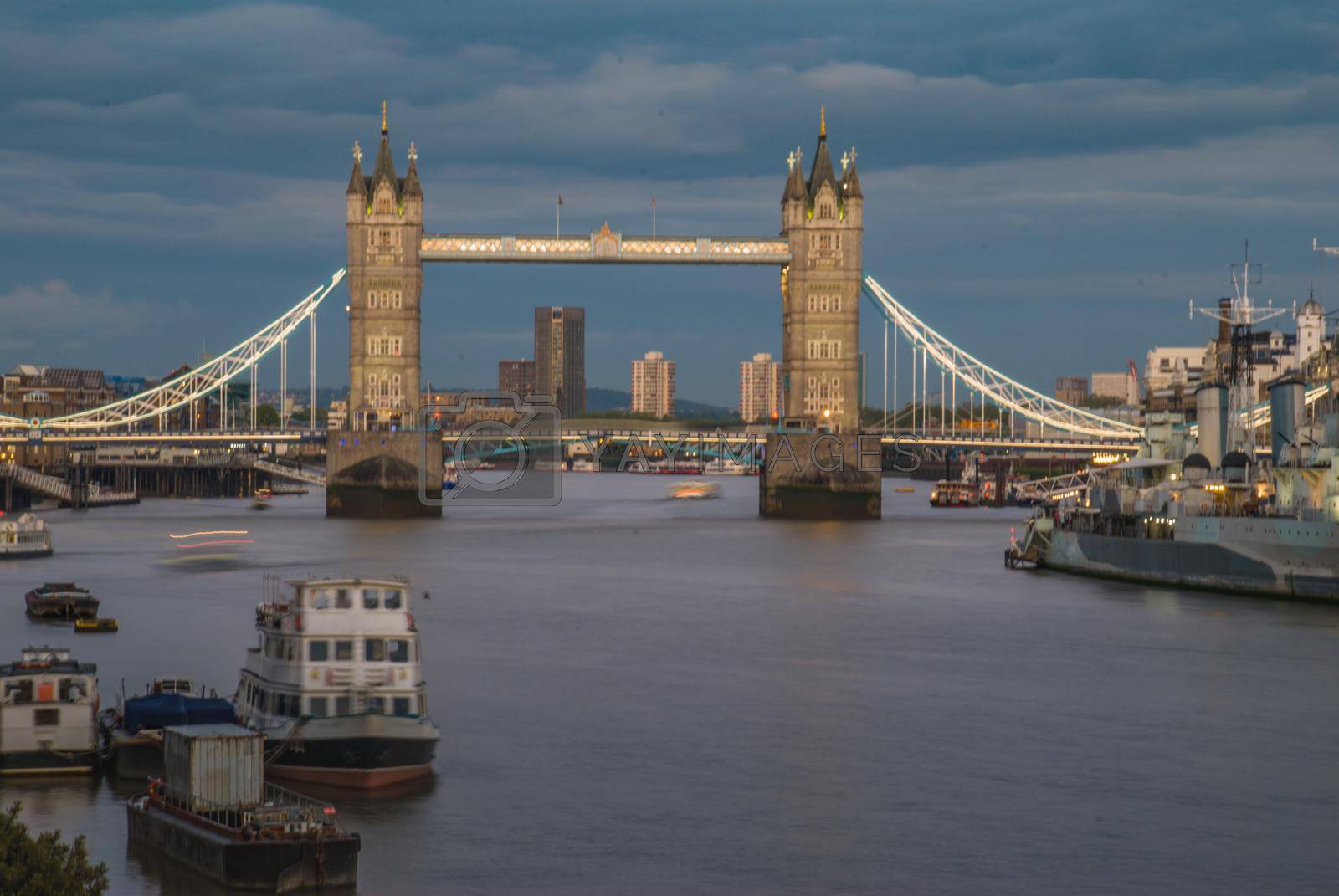 Royalty free image of Financial District of London and the Tower Bridge. by tosirikul