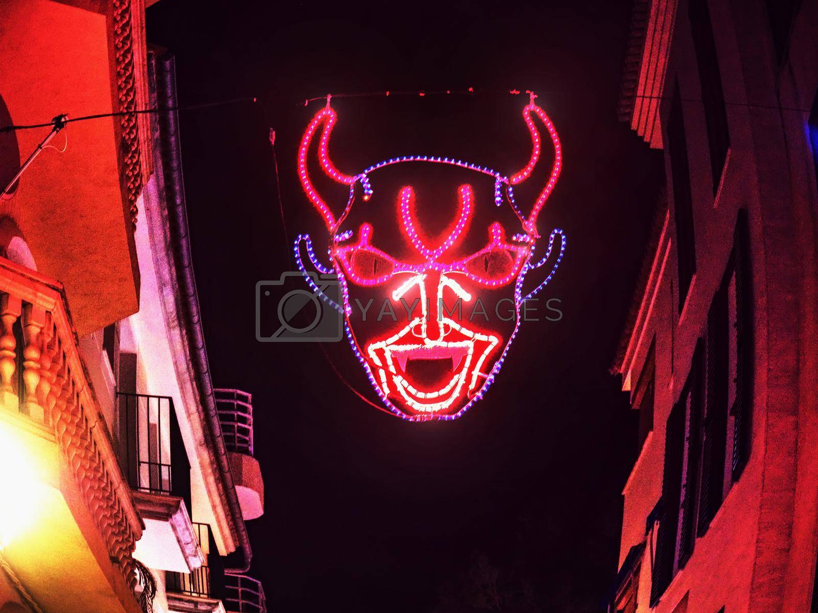 Devilish decoration  in Palma city during saint sebastian local patron festivities.