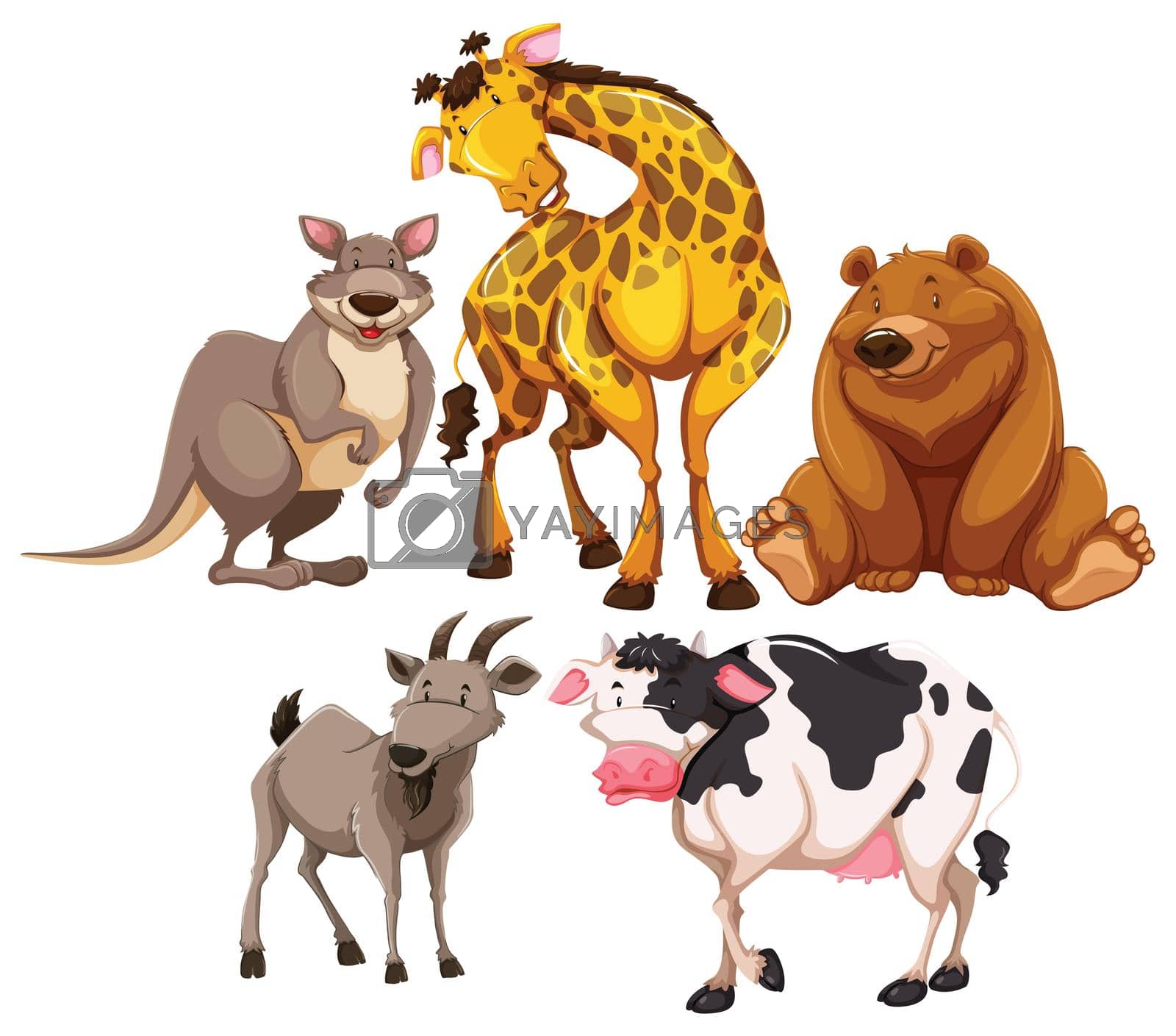 Wild animal characters on white background