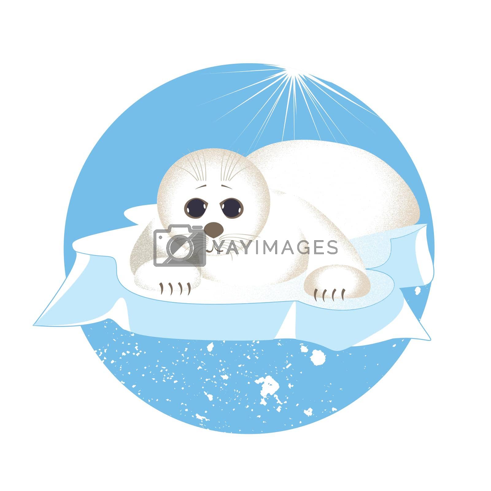 Royalty free image of A lone seal cub on an ice floe in the Arctic by GALA_art