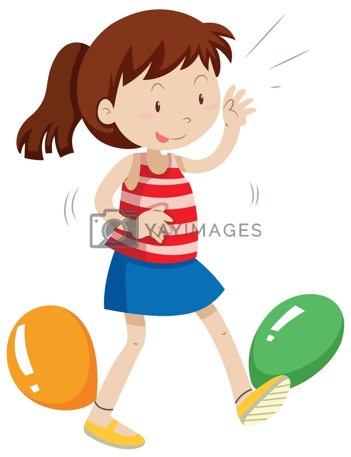 Royalty free image of Girl having balloons tied up on her legs by iimages