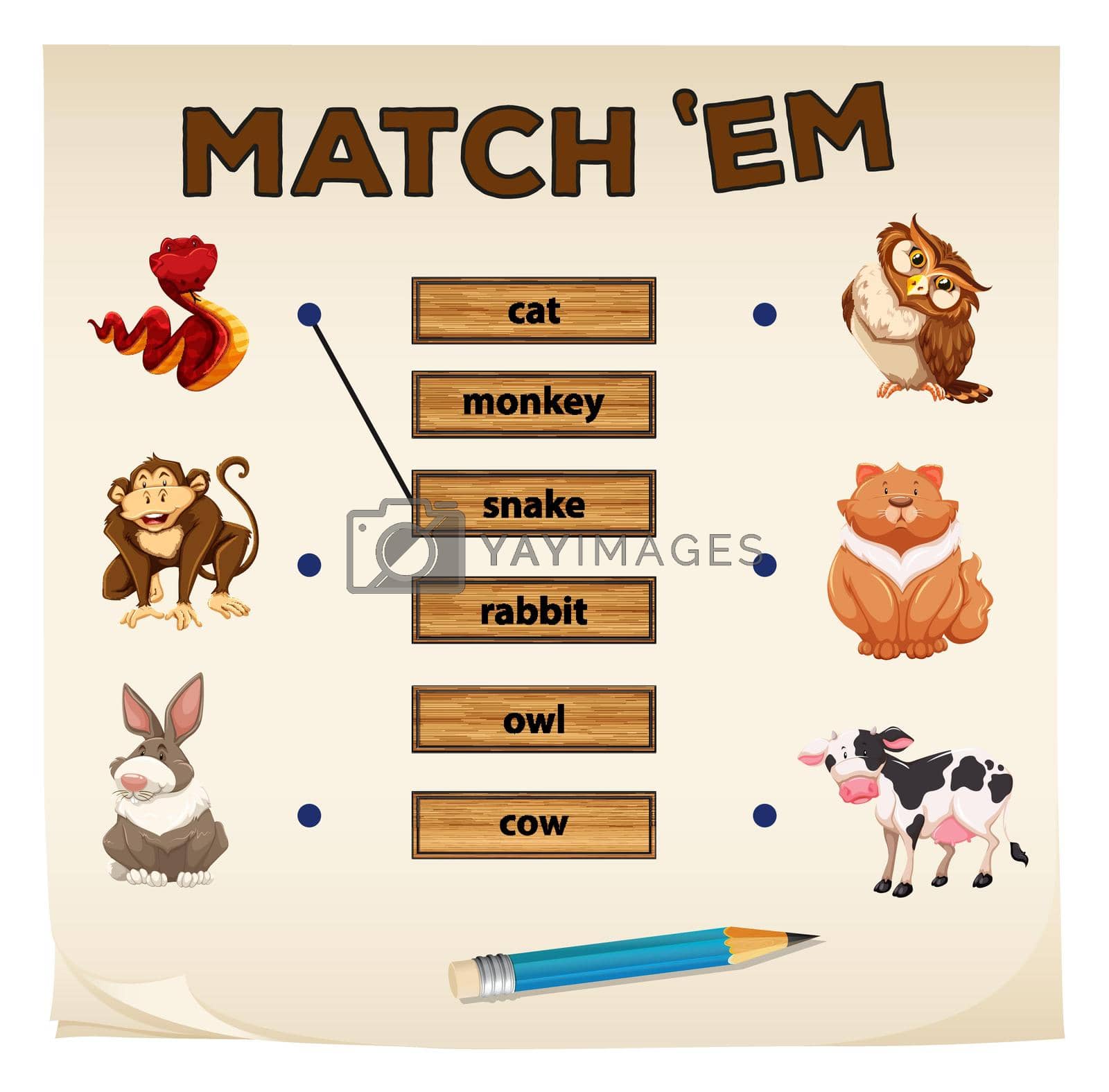 Matching game with animals illustration