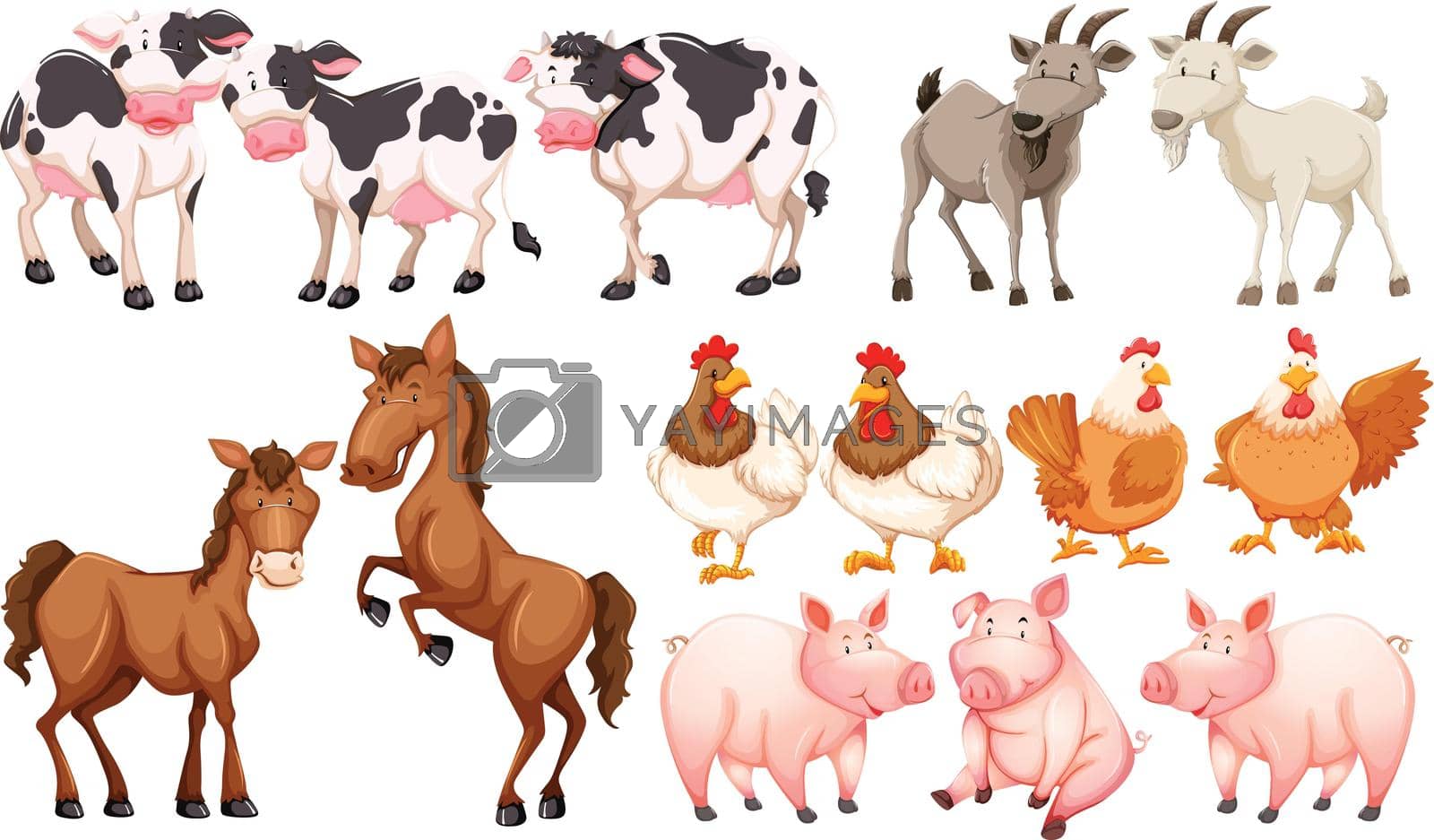 Different animals in the farm illustration