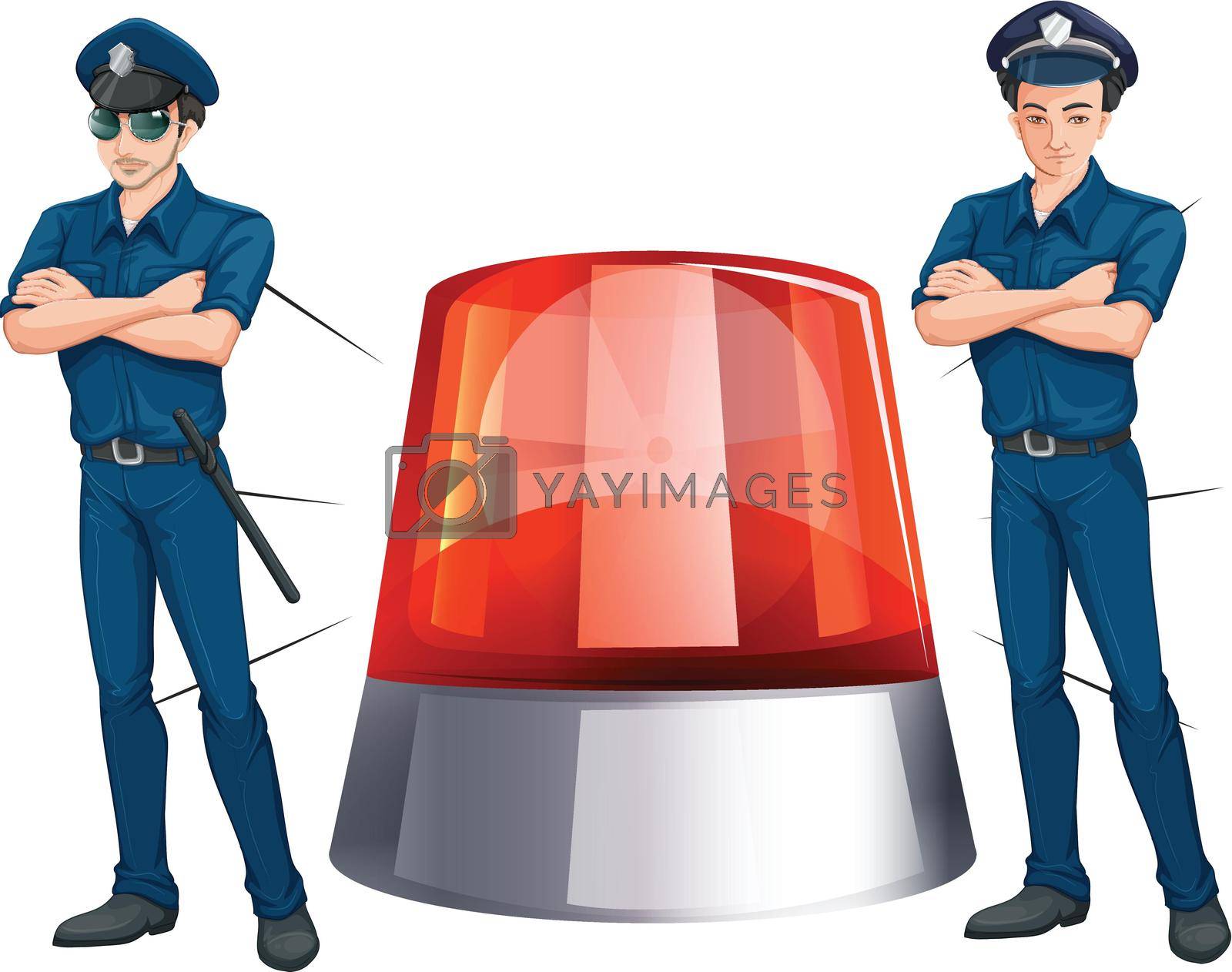 Royalty free image of Police officers and siren light by iimages