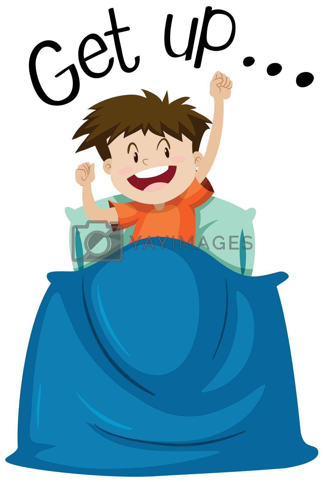 Royalty free image of Wordcard for get up with boy getting up by iimages