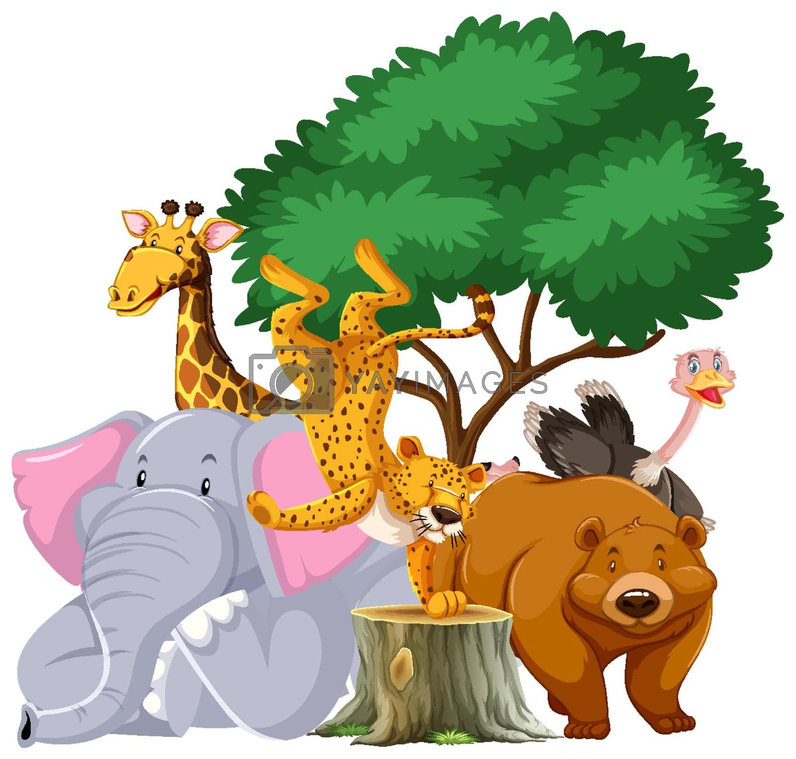 Royalty free image of Group of animals under the tree by iimages