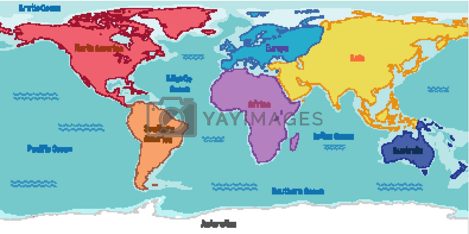 Royalty free image of World map with continents names and oceans by iimages