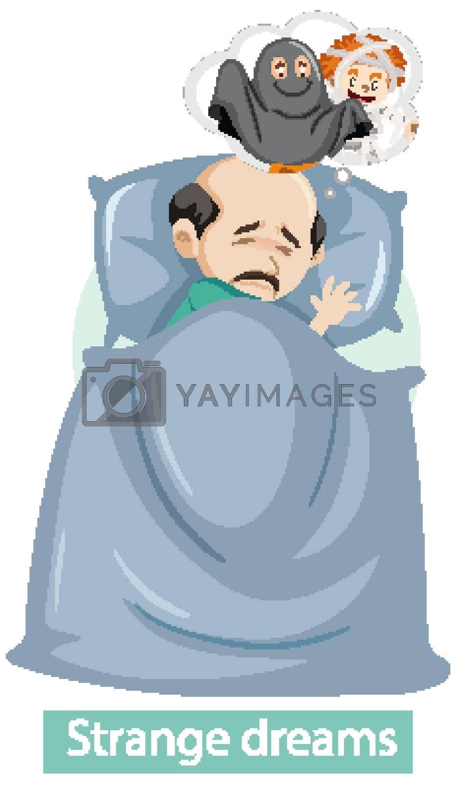 Royalty free image of Cartoon character with strange dreams symptoms by iimages