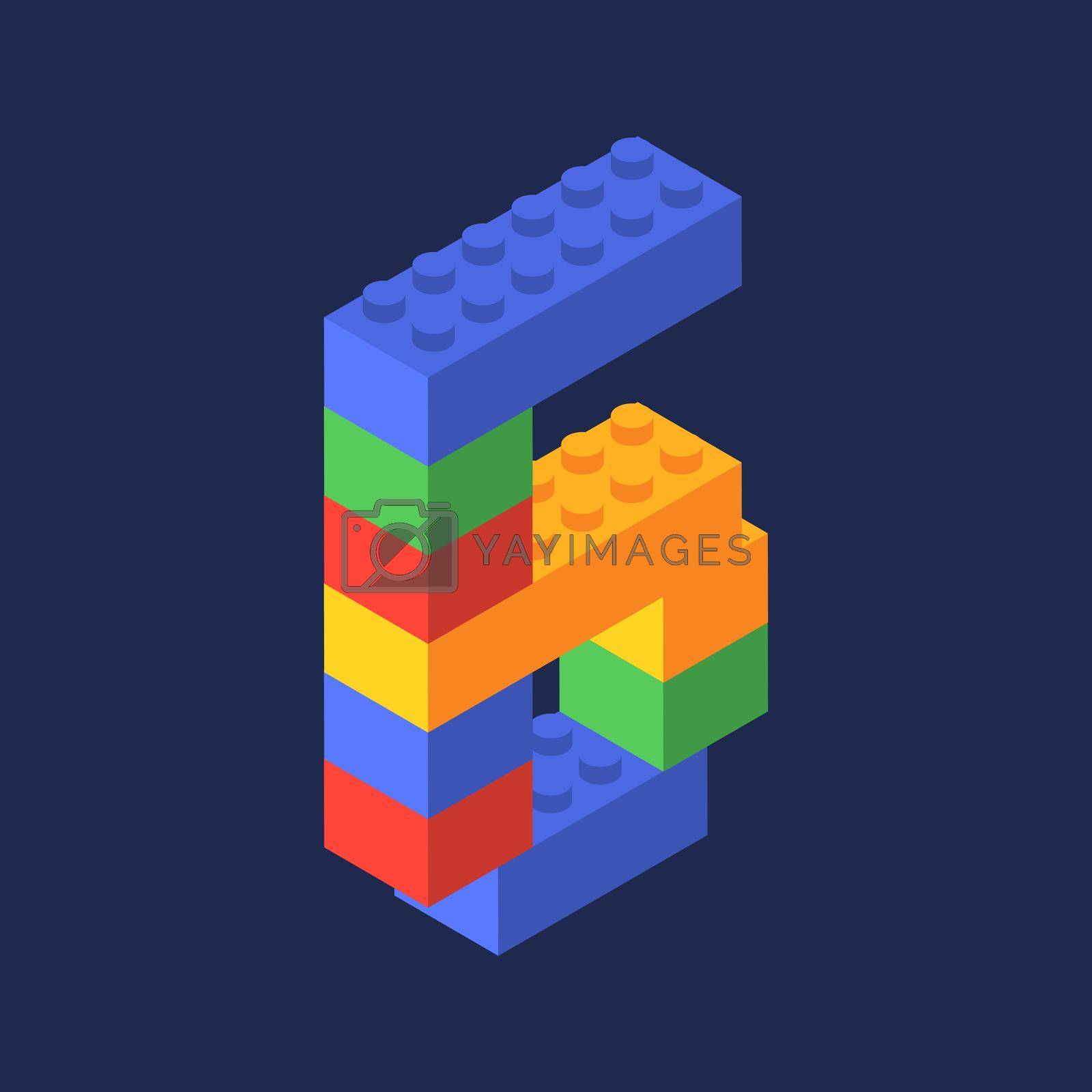 Royalty free image of Number six in isometric. Color constructor by yuriytsirkunov