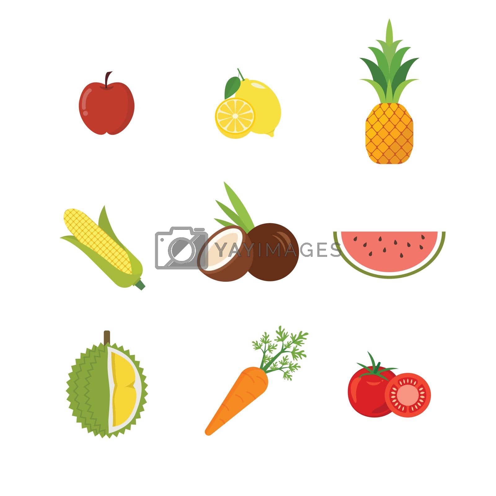 Royalty free image of Seasonal exotic fruits icons set by siraanamwong