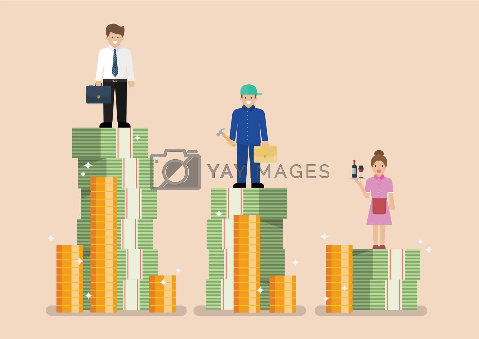 Royalty free image of Comparison income between white blue and pink collar workers by siraanamwong