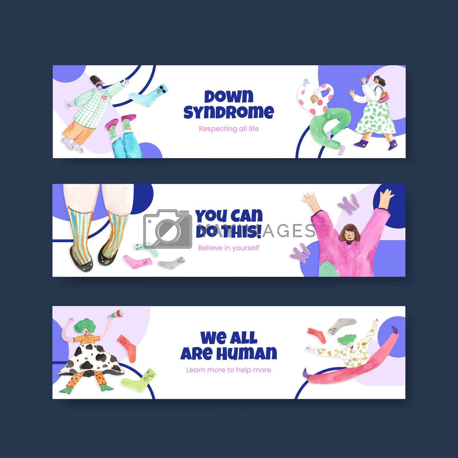 Royalty free image of Banner template with world down syndrome day concept design for advertise and marketing watercolor illustration by Photographeeasia