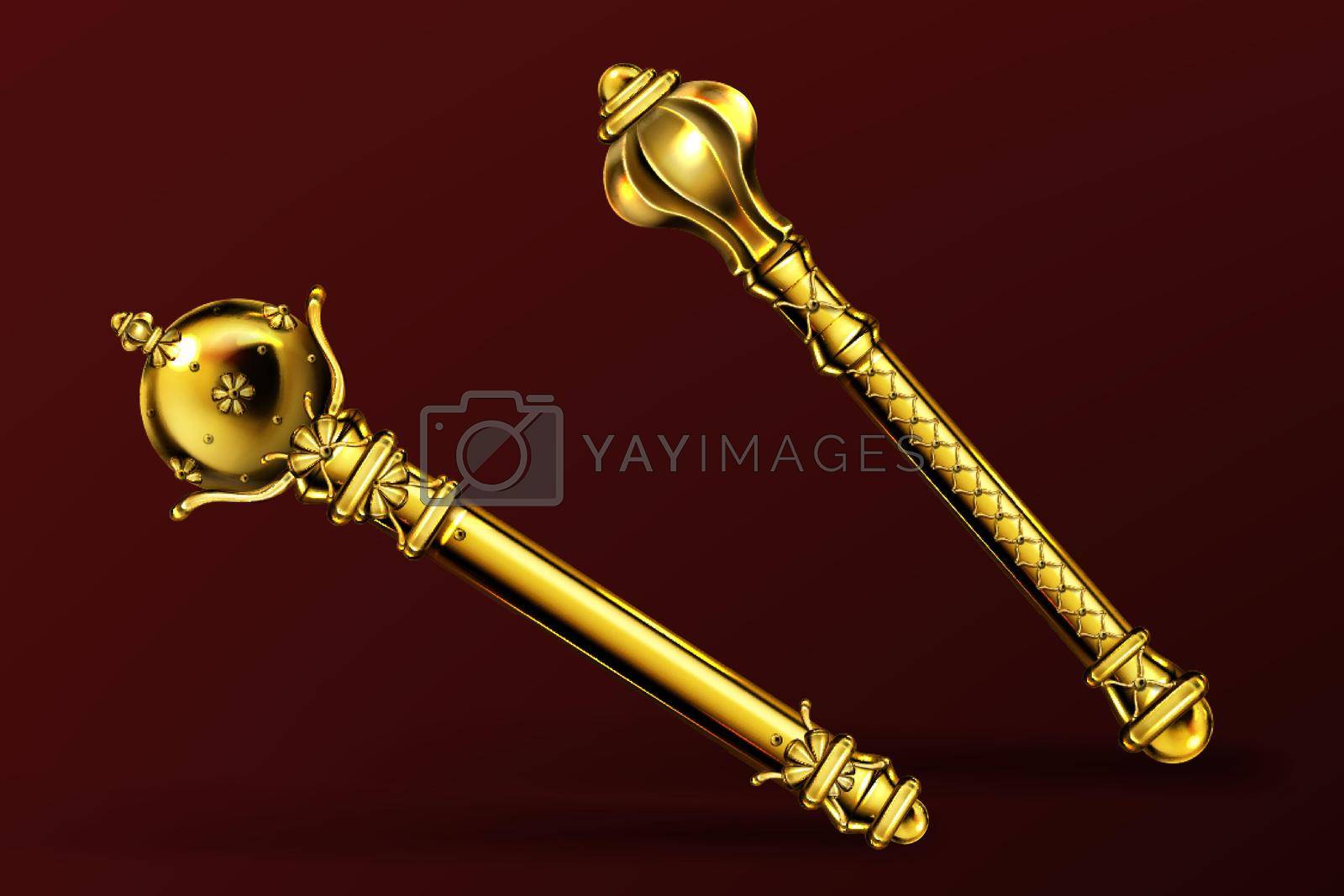 Royalty free image of Vector gold royal scepters, king and queen wands by vectorart