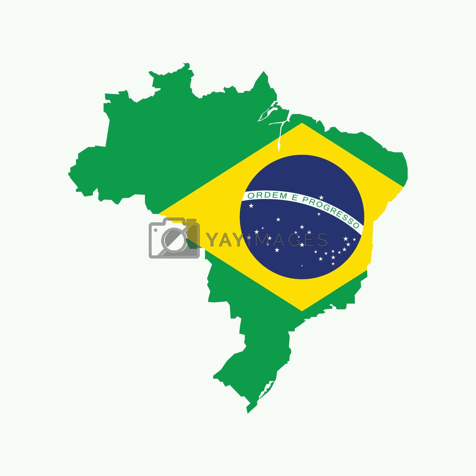 Royalty free image of Brazil map with brazil flag inside by siraanamwong