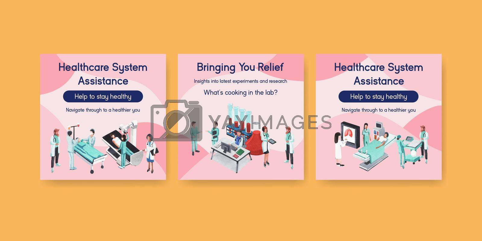Royalty free image of Advertising template with healthcare and hospital by Photographeeasia