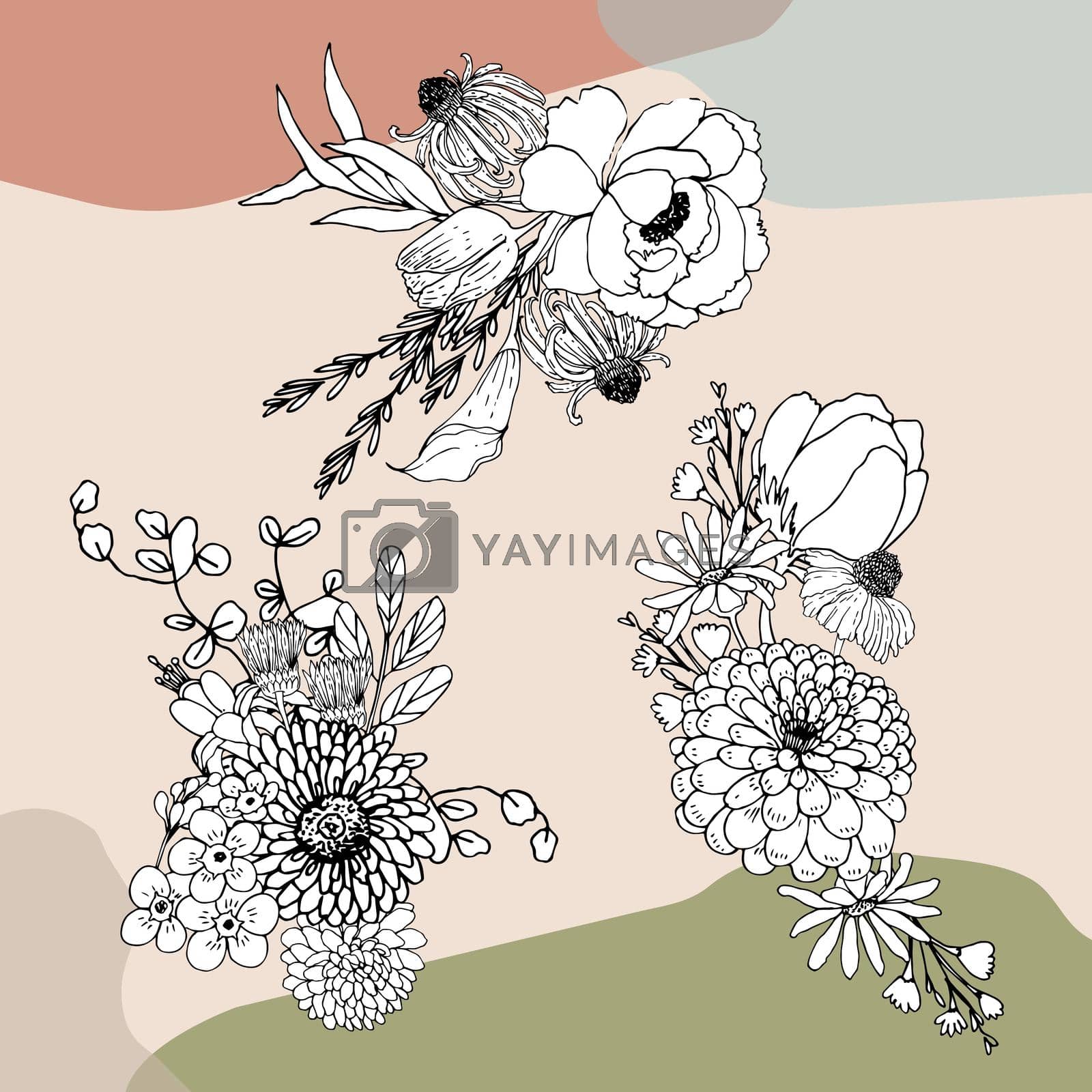 Royalty free image of Bouquet flowers line art tropial.Decorative flowering plants. by Photographeeasia