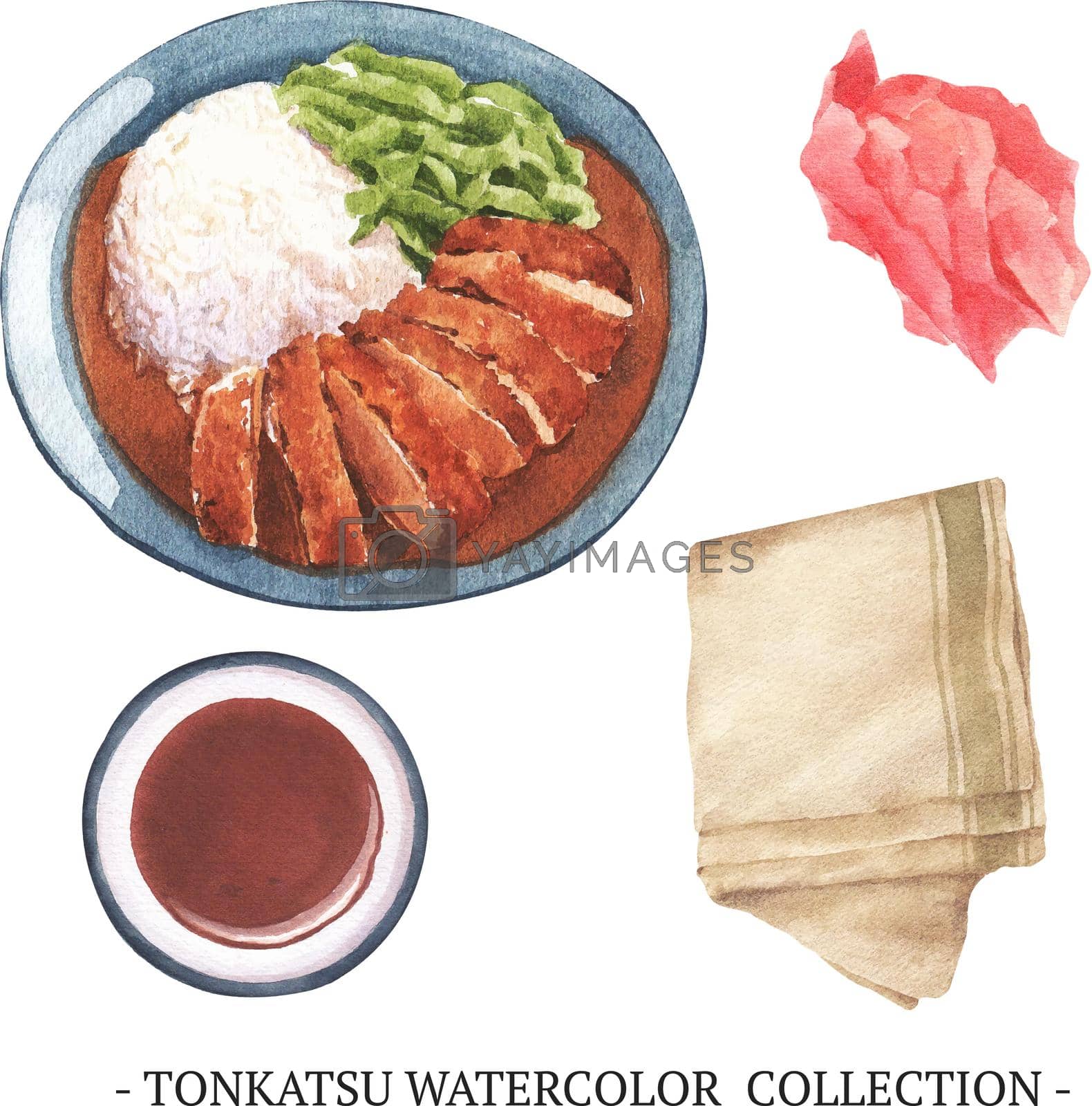 Royalty free image of Creative isolated watercolor sushi illustration on white background. by Photographeeasia