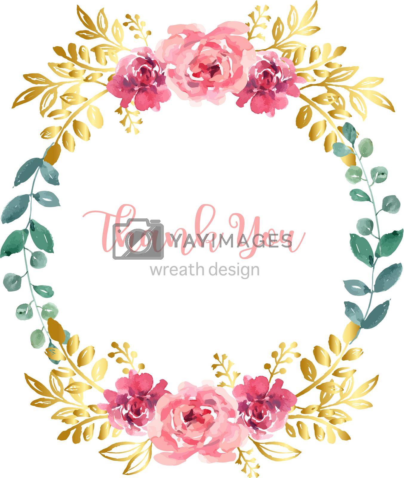 Royalty free image of Wreath Card Design for artwork, sweet watercolour foliage vector illustration Template by Photographeeasia