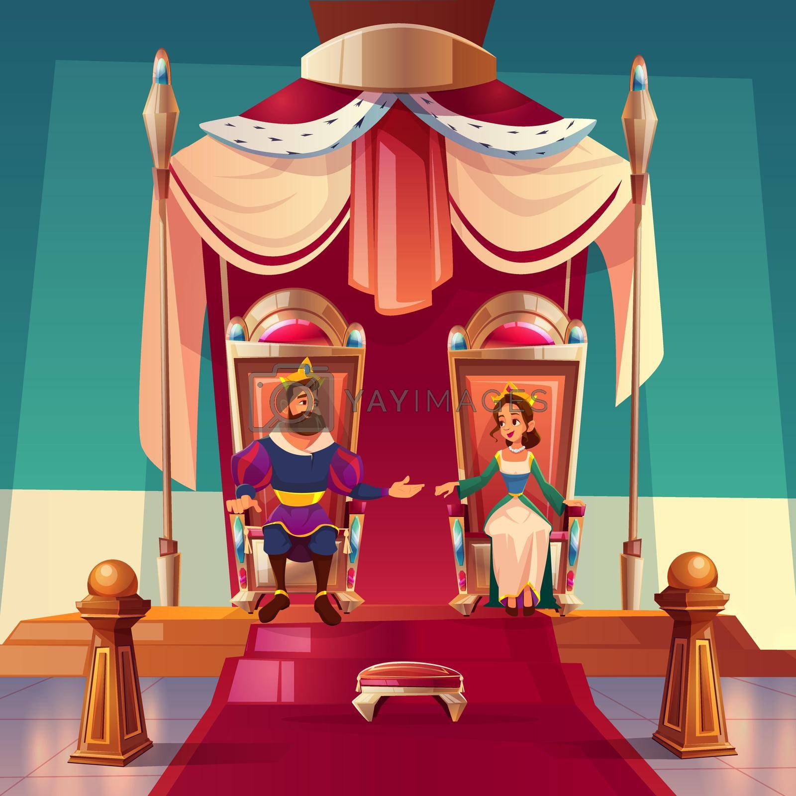 Royalty free image of King and queen sitting on thrones in palace. Royal by vectorart
