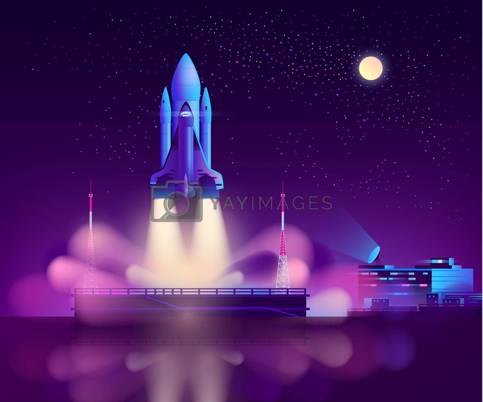 Royalty free image of Space shuttle launch from floating platform vector by vectorart