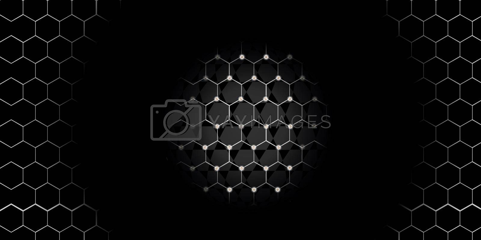 Gray hexagon network technology background vector