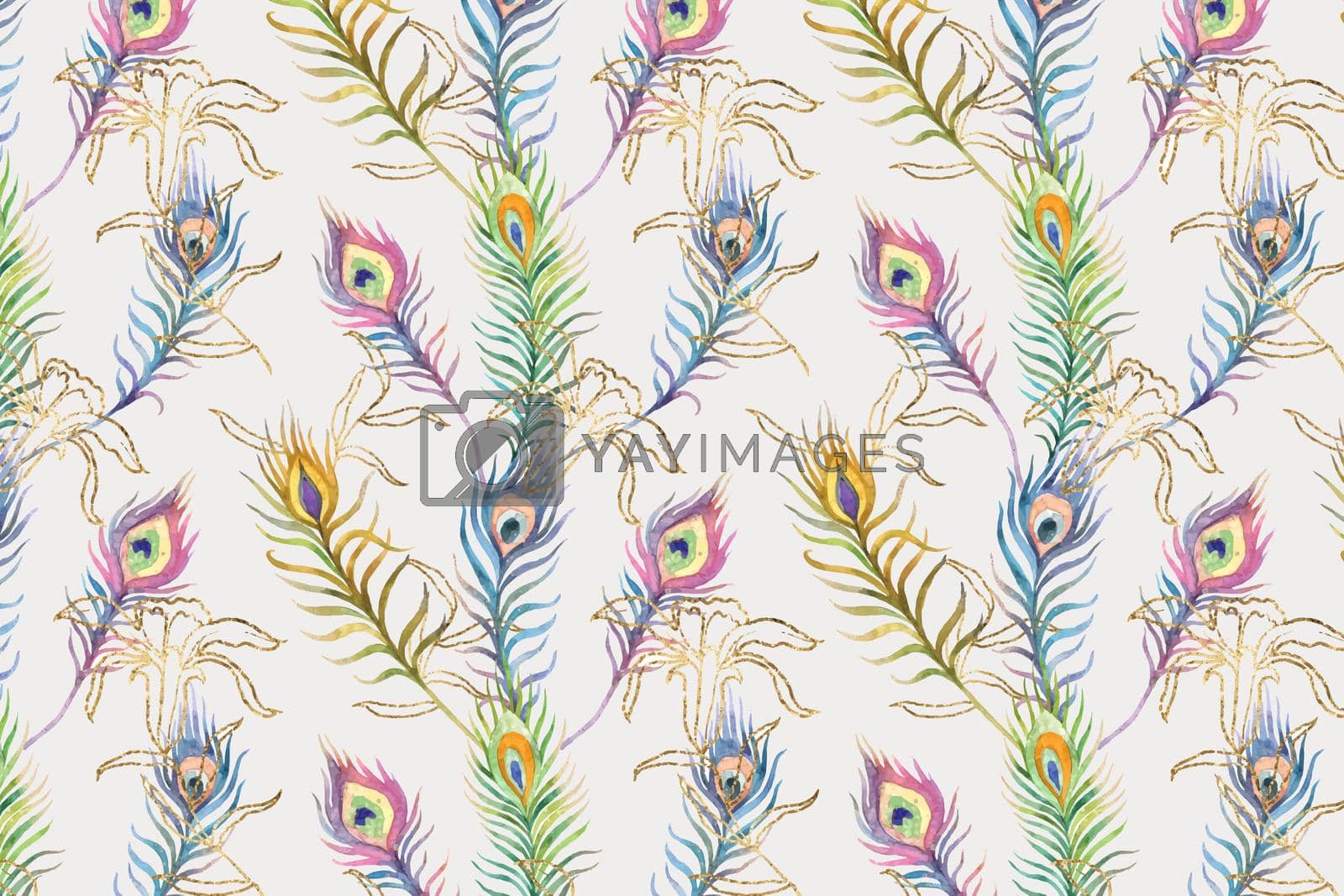 Royalty free image of Background of peacock feather vector colorful watercolor pattern by vectorart