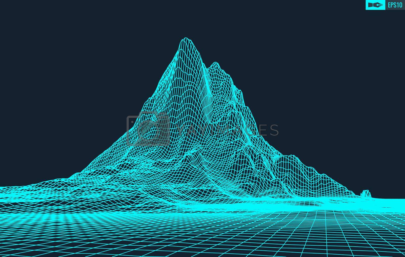 Royalty free image of 3D Wireframe Terrain (Wide Angle) | EPS10 Vector by DmytroRazinkov