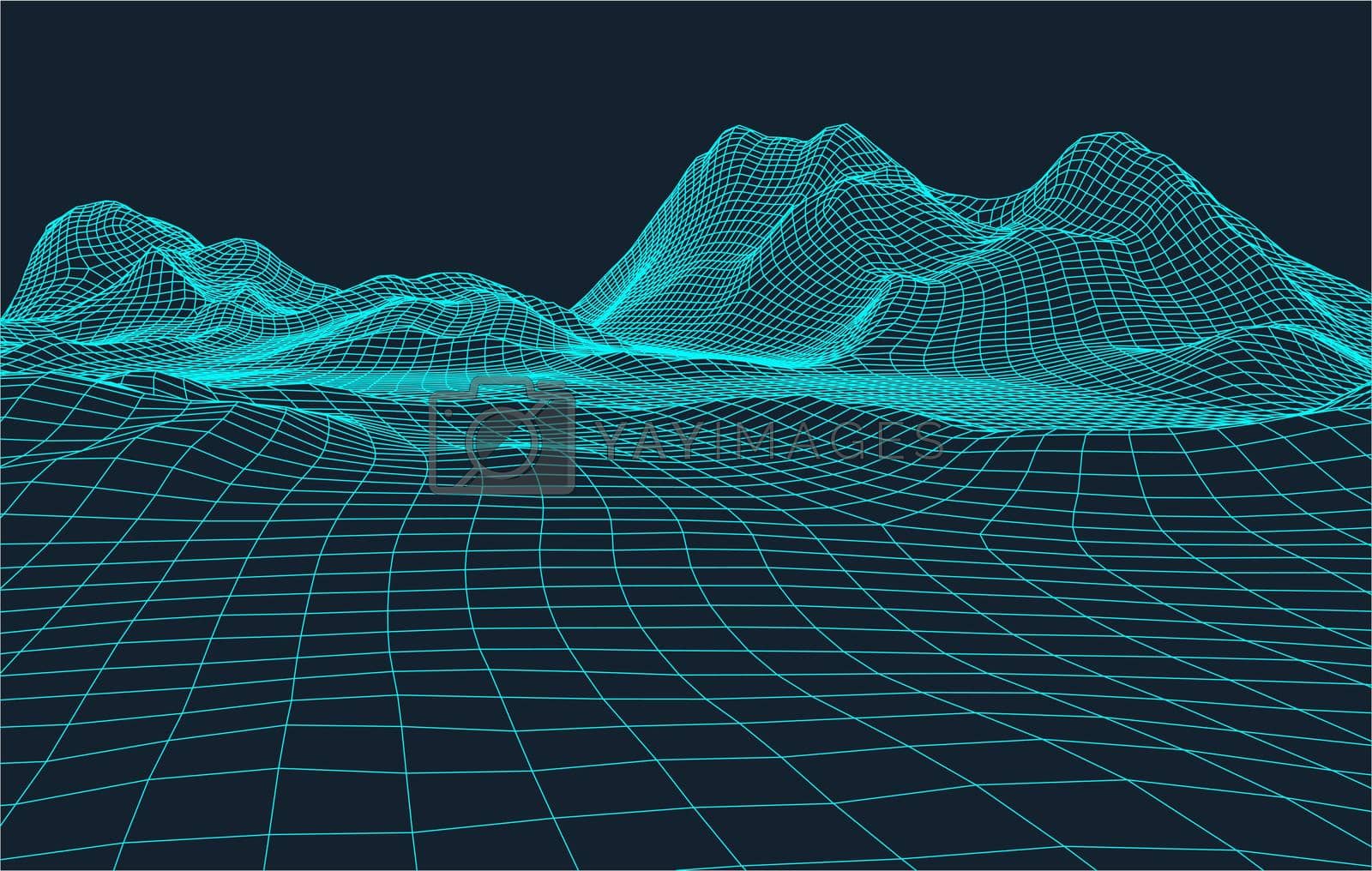 Royalty free image of 3D Wireframe Terrain (Wide Angle) | EPS10 Vector by DmytroRazinkov