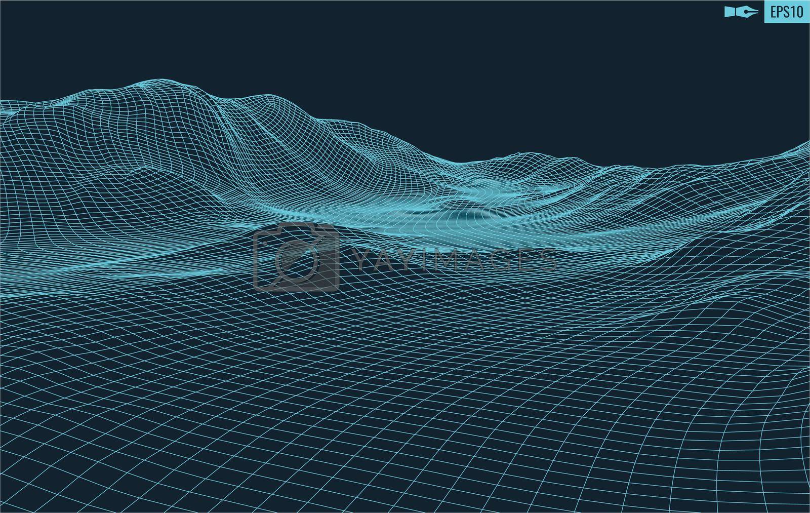 Royalty free image of Abstract vector landscape background. Cyberspace grid. 3d technology illustration. by DmytroRazinkov