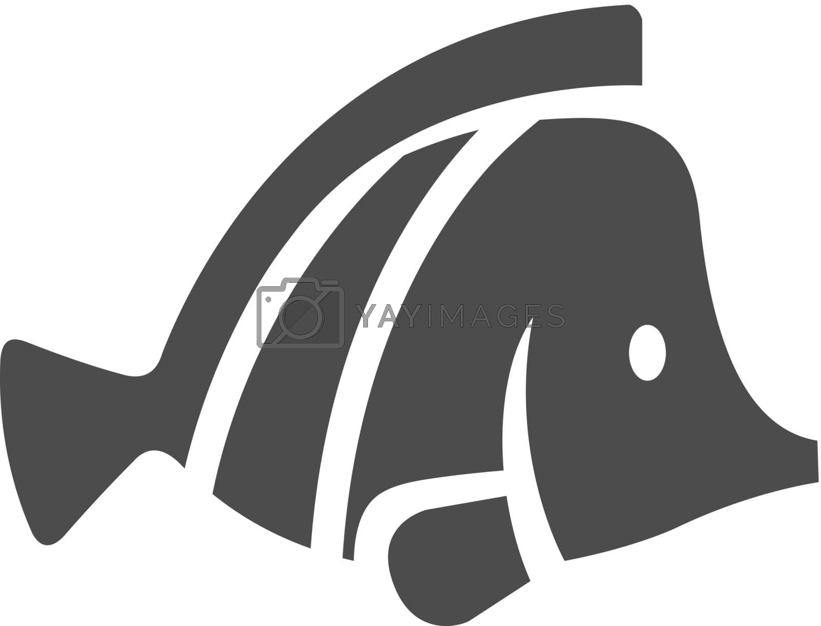 Fish icon in black and white grey single color. Sea creature animal cute pets