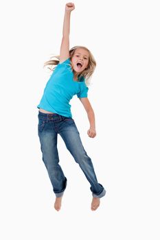 Portrait of a cheerful girl jumping