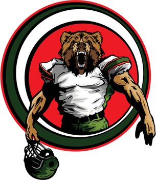 Grizzly Bear Football Player in Uniform Vector Illustration 