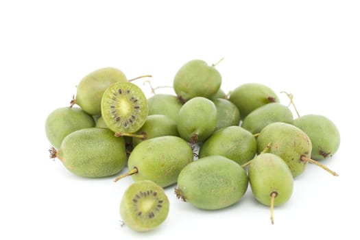 little green kiwi fruit on white background