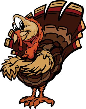 Happy Thanksgiving Holiday Turkey Cartoon Vector Illustration