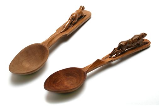Two wooden spoons