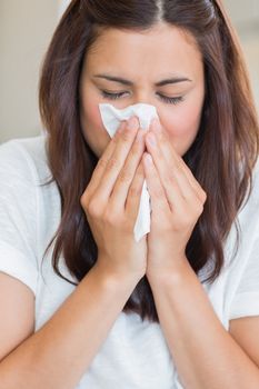 Sick woman with tissue