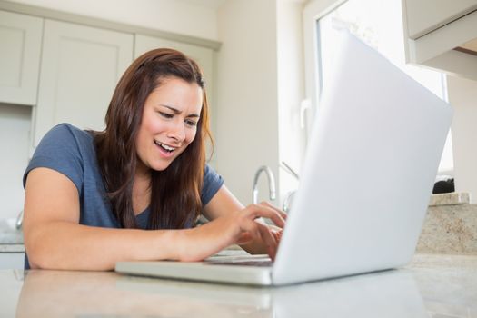 Happy woman using the laptop