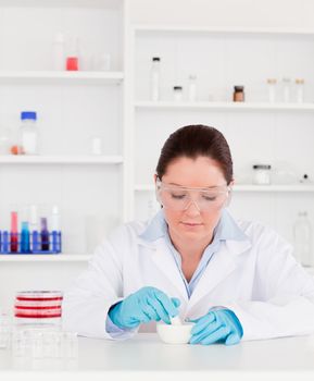 Young scientist preparing an experimentation wearing gloves