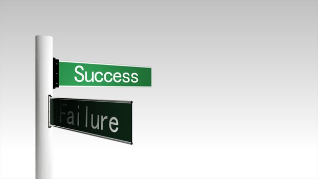 3d computer generated signpost of Succcess and failure